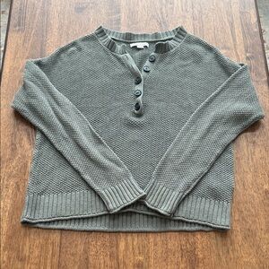 American Eagle Outfitters Olive Button-Up Sweater